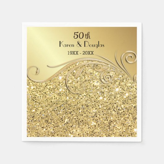 Sparkle Gold 50ste huwelijksjubileum Servet (Voorkant)