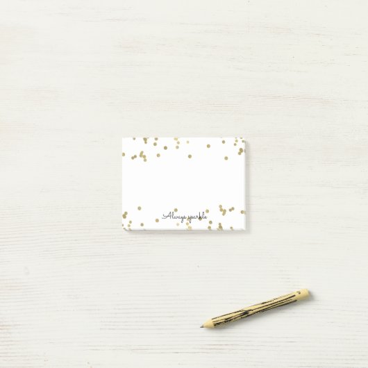 Sparkle Gold Confetti Post-it® Notes (Op bureau)