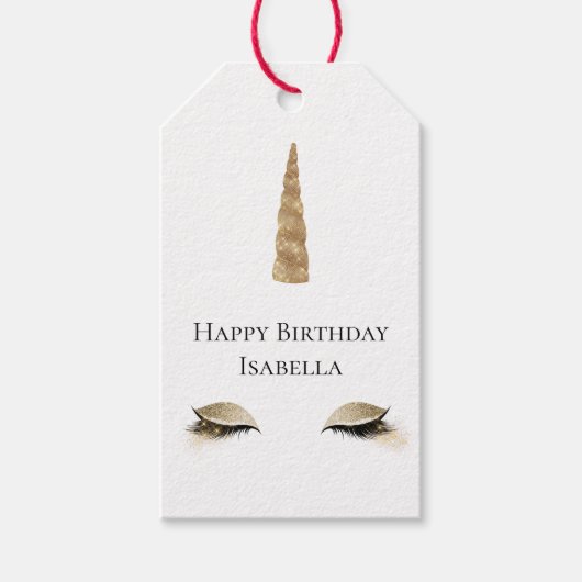 Sparkle Gold Glam Unicorn Cadeaulabel (Voorkant)