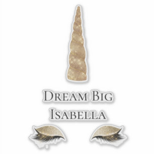 Sparkle Gold Glam Unicorn Waterfles Sticker