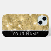 Sparkle Gold Glitter Aangepaste naam Case-Mate iPhone Case (Achterkant (horizontaal))