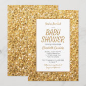 Sparkle Gold Glitter Baby shower Uitnodiging (Voorkant / Achterkant)
