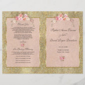Sparkle Gold Glitter Blush Bloemen Trouwprogramma (Voorkant)