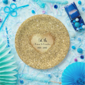 Sparkle Gold Heart 50th Wedding Jubileum Papieren Bordje (Feest)