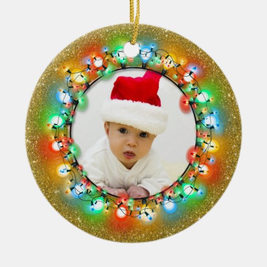 Sparkle Gold kerstbultjes met foto Keramisch Ornament (Voorkant)