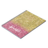 Sparkle Gold Pink Faux Glitter Notitieboek (Linkerzijde)