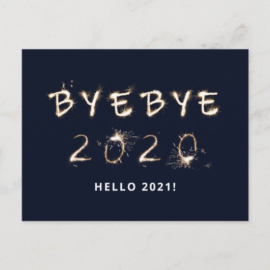 Sparkle Goodbye 2020 Hallo 2021 Feestdagenkaart (Voorkant)