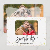 Sparkle Goud Foto Handgeschreven Save The Date (Voorkant / Achterkant)