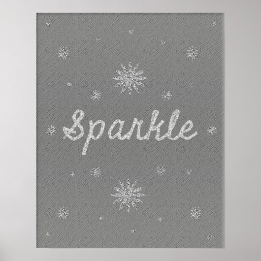 Sparkle Grey met Silver Glitter Poster (Voorkant)