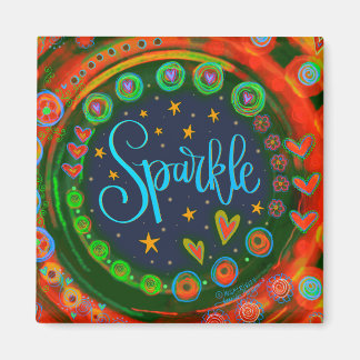 Sparkle Hearts  Grappige Kleurrijke Inspirity Magneet