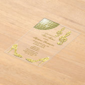 Sparkle Heels en Gouden Disco Ball Sweet 16 Acryl Uitnodigingen (Laagn)