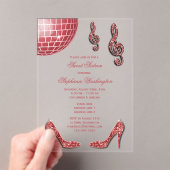 Sparkle Heels en Red Disco Ball Sweet 16 Acryl Uitnodigingen (Insitu (Draagbaar))