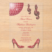 Sparkle Heels en Red Disco Ball Sweet 16 Acryl Uitnodigingen (Voorkant)