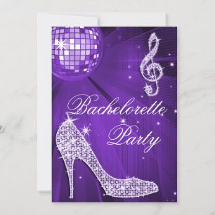 Sparkle Heels Paarse Disco Ball Bachelorette Party Kaart