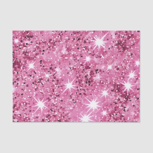 Sparkle Hete Roze Sterren Glitter Tissuepapier (Voorkant)