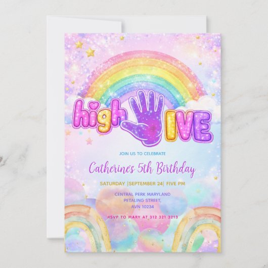 Sparkle High Five Birthday Party Invitation  (Devant)