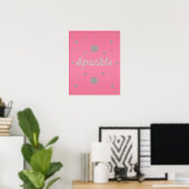 Sparkle Hot Pink with Silver Glitter Poster (Bureau à domicile)