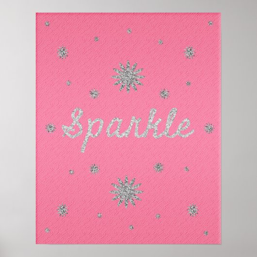Sparkle Hot Pink with Silver Glitter Poster (Devant)