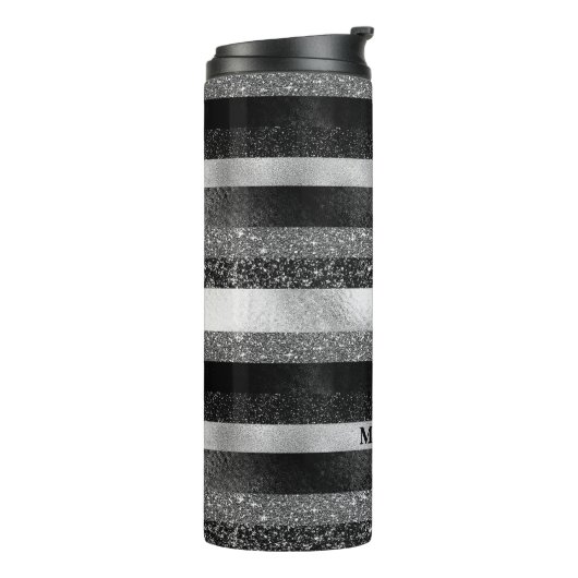 Sparkle in zilver en zwart thermosbeker (Gedraaid links)