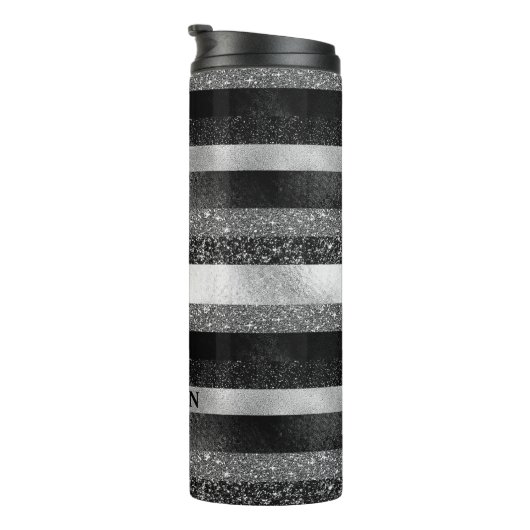 Sparkle in zilver en zwart thermosbeker (Geroteerd rechts)