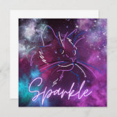 Sparkle- invitation de chat de galaxie néon (Devant / Derrière)
