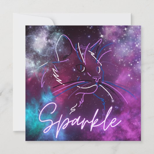 Sparkle- invitation de chat de galaxie néon (Devant)