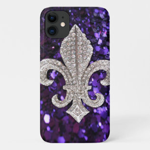 Sparkle jewel Fleur De Lis Sequins Paars iPhone 11 Hoesje