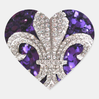 Sparkle jewel Fleur De Lis Sequins Paars Hart Sticker