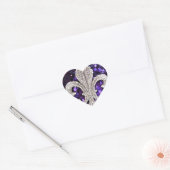 Sparkle jewel Fleur De Lis Sequins Paars Hart Sticker (Envelop)