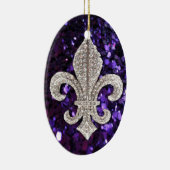 Sparkle jewel Fleur De Lis Sequins Paars Keramisch Ornament (Rechts)