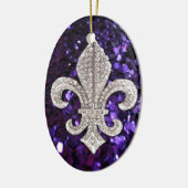 Sparkle jewel Fleur De Lis Sequins Paars Keramisch Ornament (Links)