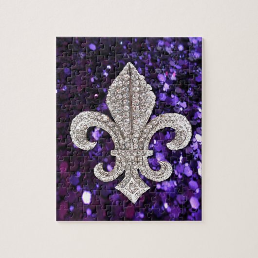 Sparkle jewel Fleur De Lis Sequins Paars Legpuzzel (Verticaal)