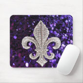 Sparkle jewel Fleur De Lis Sequins Paars Muismat (Met muis)