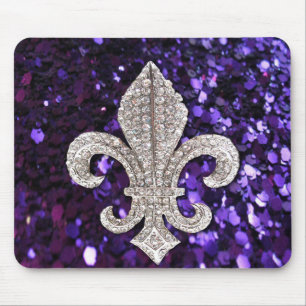 Sparkle jewel Fleur De Lis Sequins Paars Muismat
