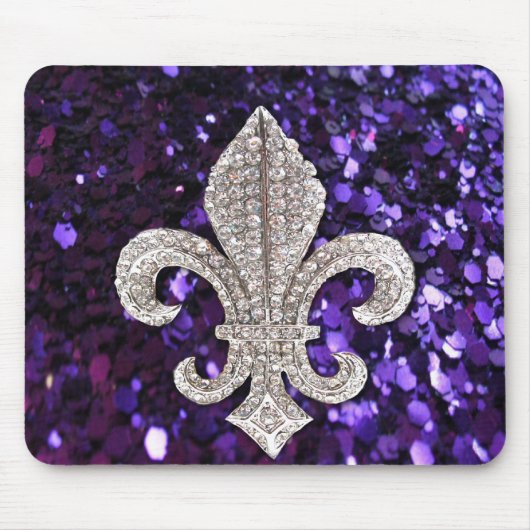Sparkle jewel Fleur De Lis Sequins Paars Muismat (Voorkant)