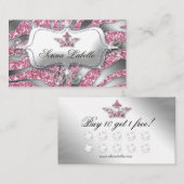 Sparkle Jewelry Loyalty Kaart Zebra Crown Pink (Voorkant / Achterkant)