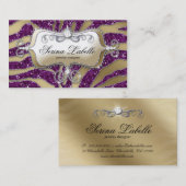 Sparkle Jewelry Visitekaartje Zebra Gold Paars (Voorkant / Achterkant)