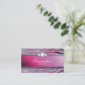 Sparkle Jewelry Zebra Plum Pink Glitter Visitekaartje (Staand voorkant)