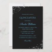 Sparkle Jurk Blauw Quinceanera Uitnodiging (Achterkant)