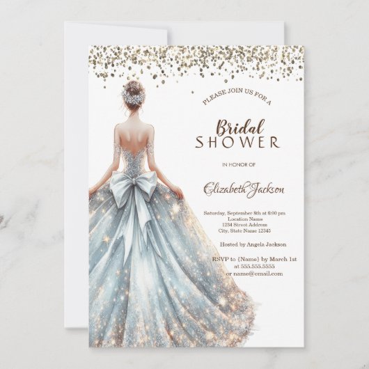 Sparkle jurk meisje rustieke hout uitnodiging (Voorkant)