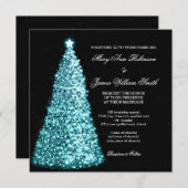 Sparkle Kerstbruiloft Turquoise Kaart (Voorkant / Achterkant)