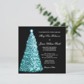 Sparkle Kerstbruiloft Turquoise Kaart (Staand voorkant)