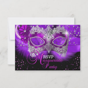 Sparkle Lace Masker Paars Masquerade RSVP Kaartje