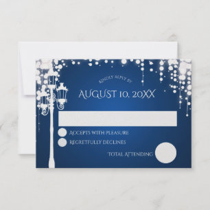Sparkle Lamp Post Wedding Response Card RSVP Kaartje