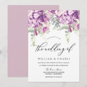 Sparkle Lavender Paars & Silver Floral Wedding Kaart (Voorkant / Achterkant)