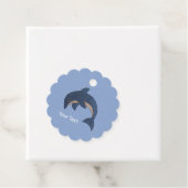 Sparkle look Dark Blue White Jumping Dolphin Bedankjes Labels (In situ)
