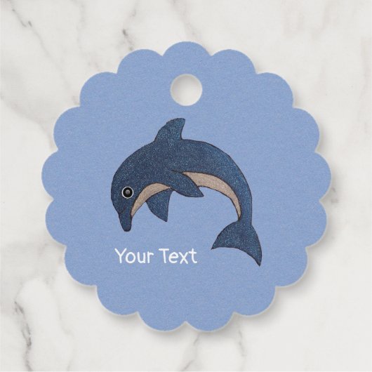 Sparkle look Dark Blue White Jumping Dolphin Bedankjes Labels (Achterkant)