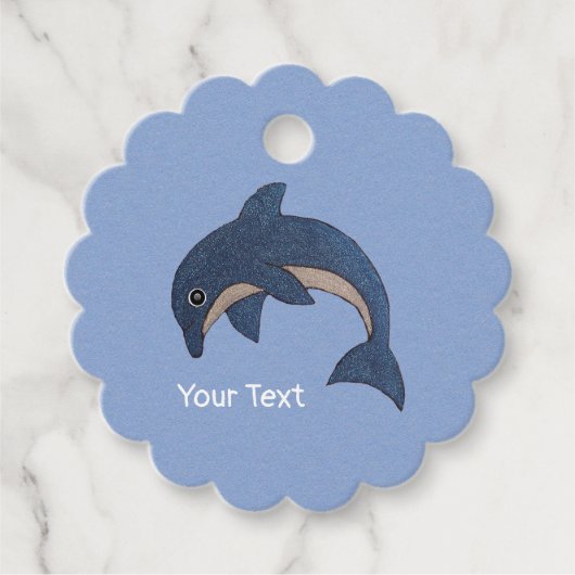Sparkle look Dark Blue White Jumping Dolphin Bedankjes Labels (Voorkant)