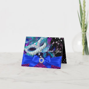 Sparkle Mask & Bow Masquerade Dank u kaart