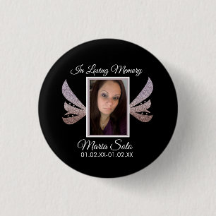 Sparkle Memorial Funeral Burial Wing Ronde Button 3,2 Cm